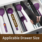 Utoplike Bamboo Drawer Dividers Large, 4'' High Adjustable Kitchen Drawers Organizers for Clothing, Spring Loaded, Works in Bathroom, Dresser, Desk, 4 PCS, Black