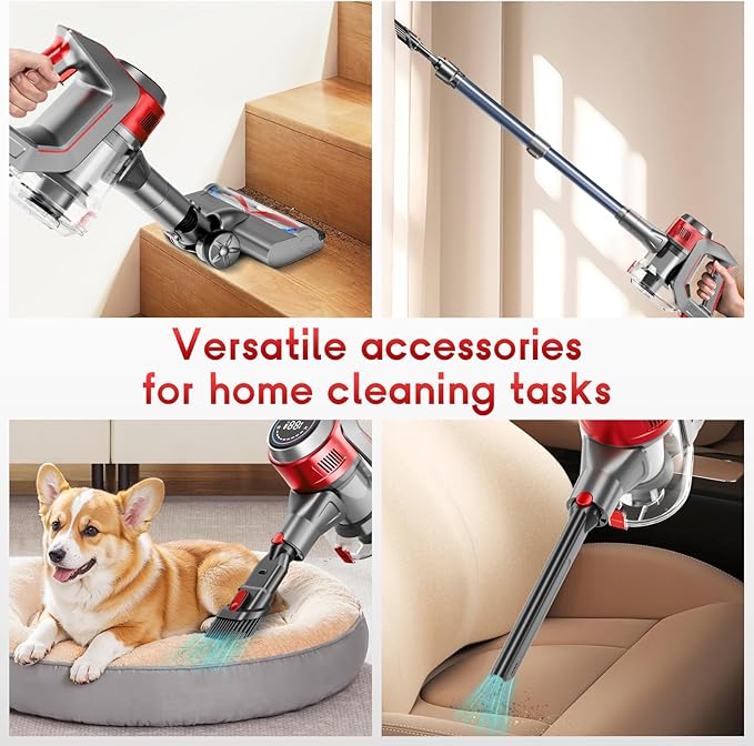 Cordless Vacuum Cleaner for Home - Powerful, 35Kpa Stick Vacuums Lightweight with Detachable Battery Display, Max 45Mins Runtime, 8 in 1 Handheld Vacuum for Hardfloor & Carpets Pet Hair, Y5