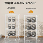 Golpart Small 4 Tier Shelves Storage Wire Shelving Unit Metal Shelf Adjustable Organizers Storage Shelving with Wheels for Bathroom Laundry Room Kitchen Pantry12”D x 18”W x 44.8”H White