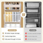 5 Tiers Over Door Organizer with 10 Mesh Side Pockets, 50 lbs Weight Capacity Hanging Storage Organizer with Clear Window Kids Toys, Shoes, Diapers, Beige