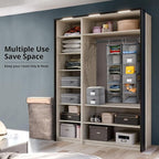 BrilliantJo 2 Pack 6 Shelves Hanging Closet Organizer with 2 Drawer, Hanging Storage with 4 Side Pockets for Clothes Shoes, 43.5"x12"x12"(Gray)