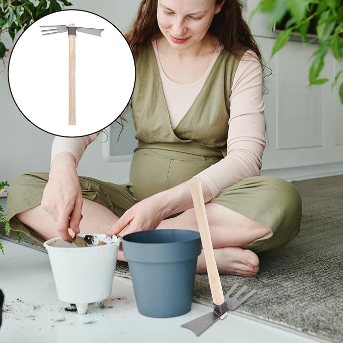 Hoe Hand Tools Garden Tool Dual Headed Hoe Hand Rake Mini Hoes Planting Gardening Hoe Hoe Garden Tool Garden Tools for Gardening Set Outdoor Iron Household Gadgets Hoes