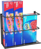 Kitchen Wrap Organizer Door Mount, Aluminum Foil Holder Cabinet Door Organizer Cabinet Storage Basket for Kitchen Wrap/Food Bag Storage, Black