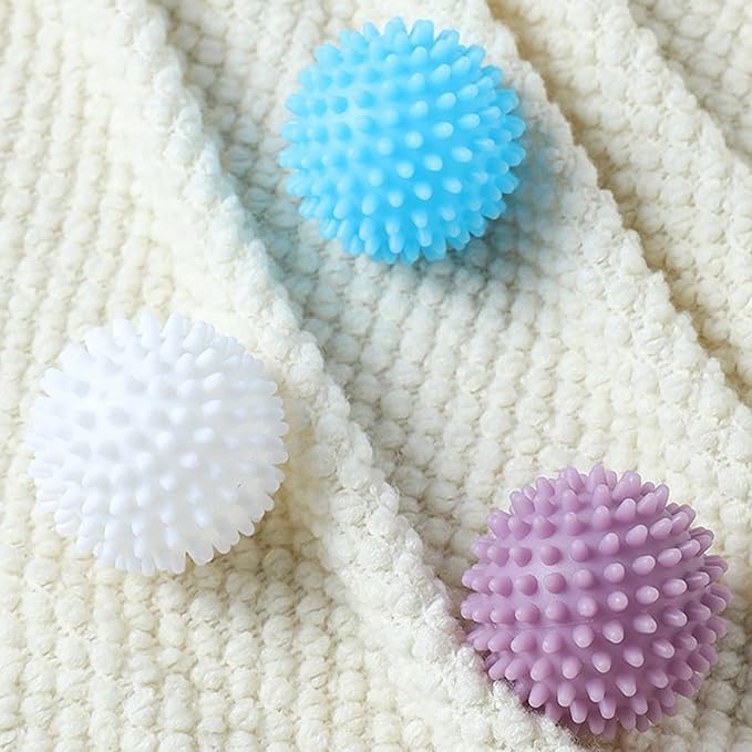 Reusable Dryer Balls Anti Static, 6 PCS Laundry Agitator Balls for Laundry, Blue Purple White Non-Toxic Washing Balls Tangle Free for Washer, Softens Fabrics, Prevents Tangles, Enhances Cleaning