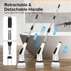 Electric Spin Scrubber, Dreazu IPX7 Bathroom Scrubber with 7 Replaceable Brush Heads & Retractable Handle, 2-Speed Adjustable Shower Cleaner Brush for Bathroom, Bathtub, Kitchen, Tile Floors