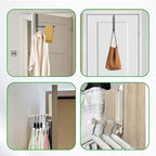 2 Pack Over The Door Hanger Folding Clothes Drying Rack,Fit Door up to 1-3/4" Optimal,Collapsible Foldable Hanging Coat Rack w/ Retractable Rod,Clothing Hanger Hook for Laundry Room (Milky White)