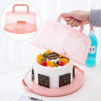 Amosfun 9.84 Inch Portable Cake Carrier with Handle Buckle Seal Round Cake Box Container Lightweight Cupcake Holder Tray for Dessert Transport
