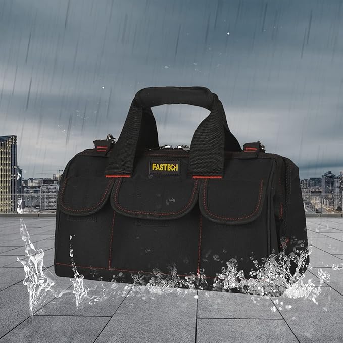FASTECH 22-inch Heavy Duty Tools Bag With Wide Mouth For Tool Storage, Carrier and Organizer, Tote Bag for Men, Wide Mouth Tool Bag With Inside Pockets (22Inch)