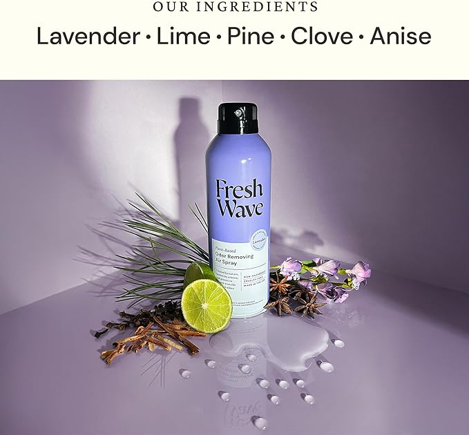 Fresh Wave Lavender Odor Eliminator Spray & Air Freshener, 8 oz. | Non-Aerosol, Fine Mist | Odor Absorbers | Safer Odor Relief | Natural Plant-Based Odor Eliminator | For Furniture, Fabrics & Trash