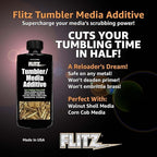 Flitz Tumbler Media Additive - 7.6oz Bottle of USA-Made Brass Cleaner Reloading Liquid for Ammo, Copper, & All Metals - Ammonia-Free Tumbling Polish to Remove Oxidation, Powder Residue (3 Pack)