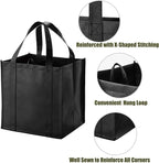 NERUB Set of 10 Reusable Grocery Bags Heavy Duty Shopping Bags Large Grocery Totes with Reinforced Bottom Super Sturdy Handles, Black