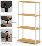 Furinno (99557BE/WH) Turn-N-Tube 4-Tier Multipurpose Shelf Display Rack - Beech/White