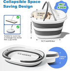 16L Collapsible Mop Bucket with Handles - Space Saving Foldable Silicone Tub for Cleaning, Laundry, Storage - Portable Wash Basin for Home & Car - 4.2 Gallon Compact Utility Bucket