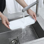 Silicone Bathroom Soap Dishes with Drain Spout-Bathroom and Kitchen Sink Organizer,Sponge Holder,Dish Soap Tray,Perfect for Dispenser,Scrubber,Bottle,Cup on Sink or Counter-White 12"×4"