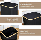 iEGrow Laundry Hamper with Lid, 110L Large Laundry Hamper with Handle and Lid, Collapsible Clothes Basket Organizer with Removable Inner Bag for Clothes Toys Towels - Black