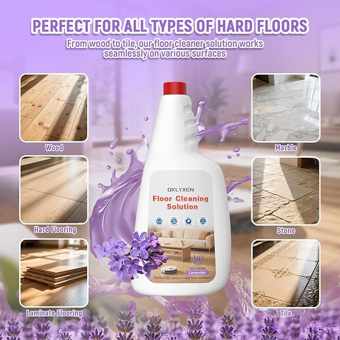 Floor Cleaning Solution Compatible with Roborock Robot Vacuum (Q5/Q7/Q8/Q10/S7/S8/Saros 10R/F25/Qrevo), Floor Cleaner for All Robot Vacuums & Cordless Wet Dry Vacuum with Mopping