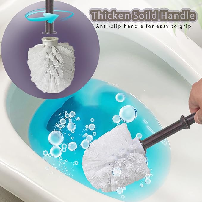 Toilet Brush Holder Set for Bathroom Super Cute Bear Base Solidly Toilet Bowl Brush and Holder Flexible and Durable Style Stylish Toilet Cleaner Brush Saving Storage Space Toilet Brushes for Bathroom