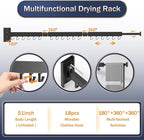Clothes Drying Rack Wall Mounted,Laundry Rack Wall Wount,Drying Rack Clothing for Laundry,Retractable Dryer Racks,Wall Mounted Drying Rack Collapsible, Black, Sandy Coating,3z-b01