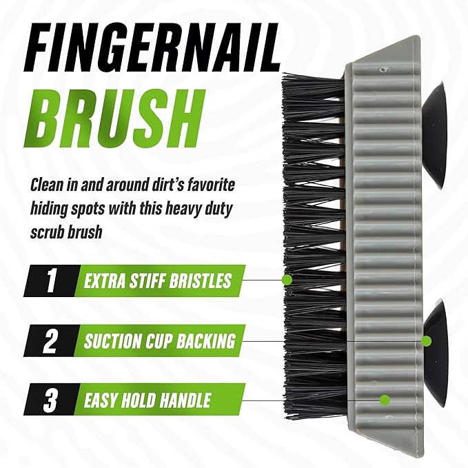 Grip Clean Heavy-Duty Hand Cleaner for Mechanics with Nail Brush - Moisturizing Coconut Oil Hand Cleaner Liquid Hand Soap with Stiff Bristle Nail Brush, Lime Scent - 32 Fl Oz Pump Top + Brush