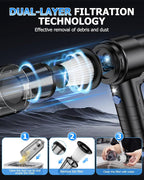AHNR Handheld Car Vacuum Cleaner Cordless with 16000PA Powerful Suction, 4-in-1 Portable Mini Vacuum Cleaner & Air Duster with Multi-Accessories, Hand Held Vacuum Cordless Rechargeable for Car Home