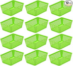 YBM HOME 12-Pack Small Plastic Storage Baskets for Home Junk Drawers and Office Desktop Drawers Organization - Functional Trays for Kitchen, Bedroom, and Bathroom, Green