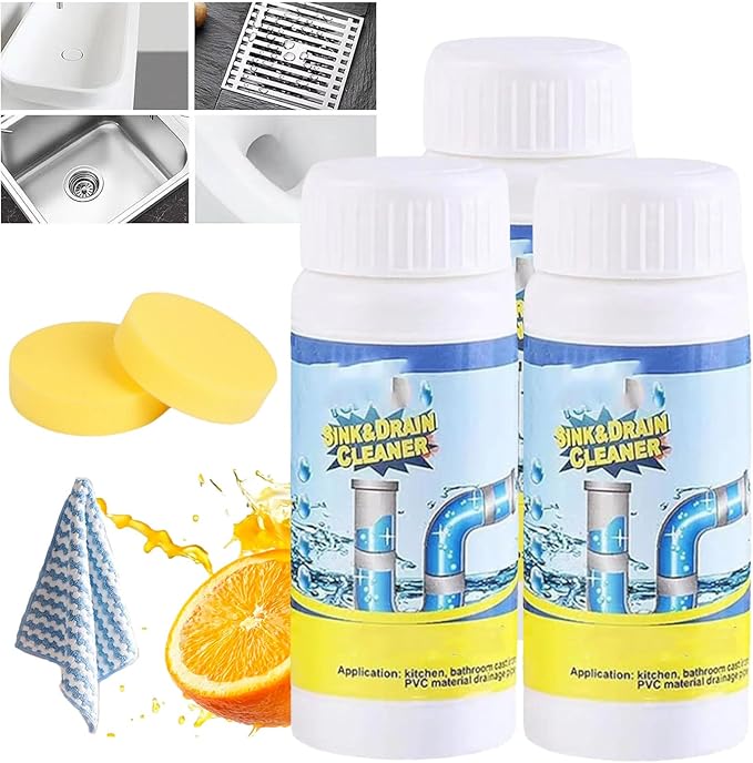 Dodorado Drain Cleaner, Powerful Sink and Drain Cleaner, Portable Powder Cleaning Tool Chemical Powder Agent for Kitchen Toilet Pipe Dredging (3PC)