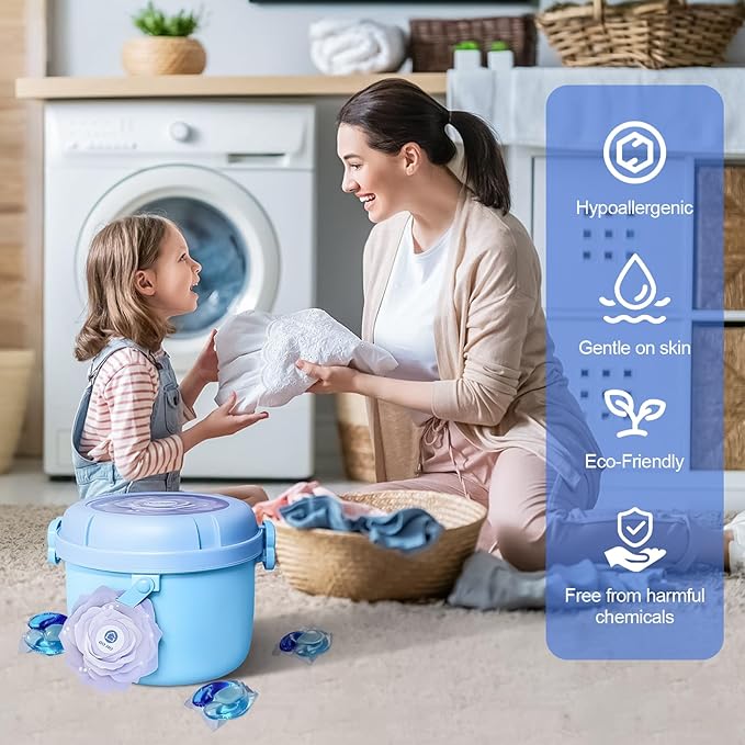 140-Count Laundry Detergent Pacs, 5-in-1 Powerful Clean, Stain Remover, Color Protector, Fabric Care, Deep Hygienic Clean, HE Compatible