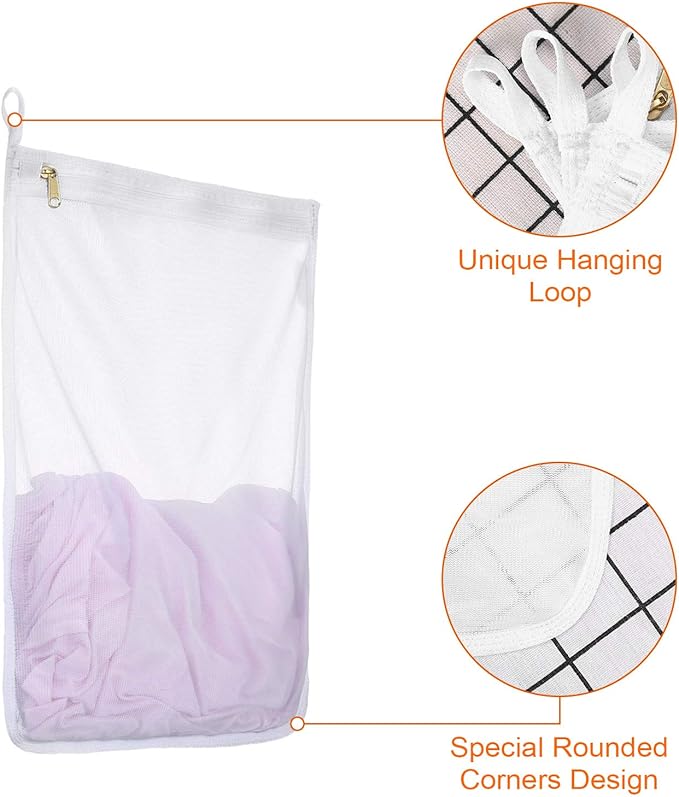 Reusable Mesh Laundry Bags, Delicates Garment Washing Bags for Travel/College, Durable Zipper Closure (2 Large 1 Medium)
