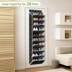 KEEPJOY 10 Tiers Mesh Over Door Shoe Organizer Storage, Hanging Shoe Holder for Door with Large Deep Pockets, Fit 20-30 Pairs Shoe Rack for Sneakers, Boots(Black)