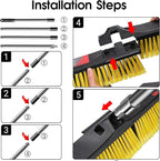24" Push Broom,Masthome Industrial Broom with Stiff Bristles,Outdoor Broom Heavy Duty and 55" Long Handle,Heavy Duty Broom Brush for Garage Yard Patio Warehouse Concrete Floor Cleaning