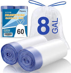 Trash Bag 8 Gallon Medium Drawstring Garbage Bags for 8 Gallon Trash Cans, Kitchen Bedroom Bathroom Living room Office Restaurant Thickened Stretchy (60 Count)