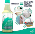 XionLab Safer, Greener Drain Clog Remover – Industrial-Strength Liquid Drain Cleaner for Hair & Grease – Septic Safe, Odorless, Biodegradable for Bathroom Sink, Bath Tub, & Shower Drain – 32 oz