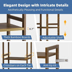 HITNET Bamboo Book Shelf, Tall Narrow Bookcase, Bathroom Shelving Unit 5 Tier Floor Standing Adjustable Bookshelf for Small Spaces, Walnut