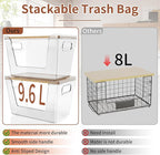 2 Set Stackable Storage with Bamboo Top for Laundry Room Organization, Extra Large Trash Bag/Garbage Bag Dispenser, Under Sink Organizer, Pantry Organizers