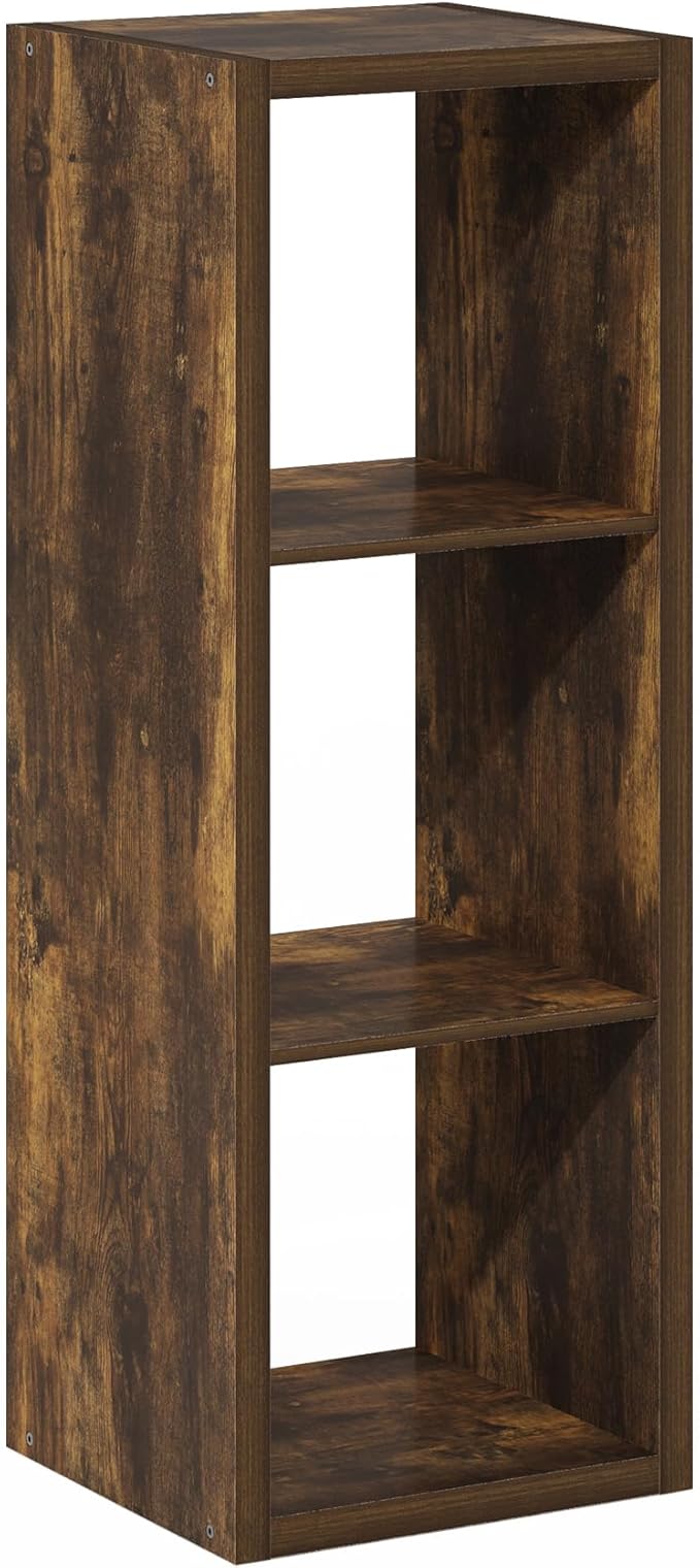 Furinno Cubicle Open Back Decorative Cube Storage Organizer, 3-Cube, Amber Pine