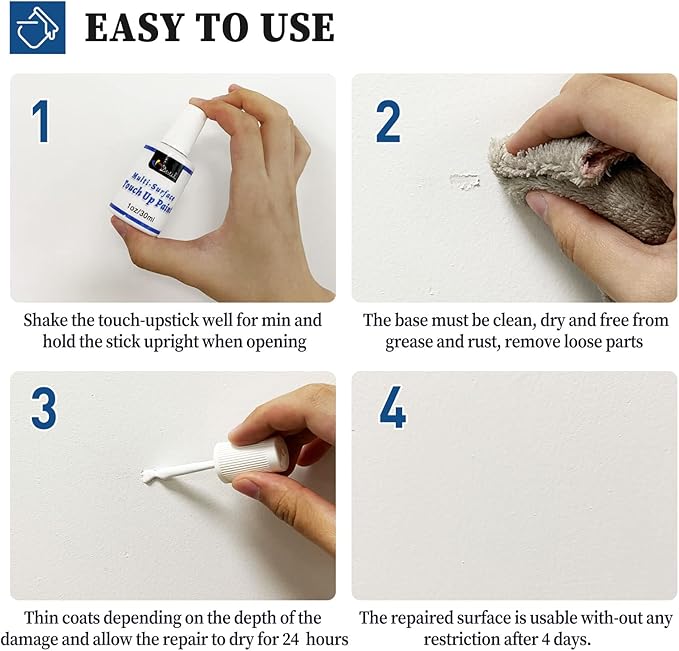 DWIL White Touch Up Paint - Multi Surface Touch Up Paint Pen, Scratch Repair for Wall, Door, Cabinets, Metal, Appliance, Wood, Furniture, 1.5 Fl Oz (Semi Gloss, Ivory)