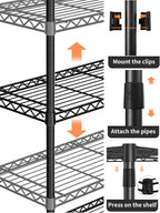 6 Tier Adjustable Storage Shelves,Heavy Duty Metal Utility Shelf 1500LBS Capacity Wire Shelving Unit Organizer Rack for Home Kitchen Pantry Room 14" D x 36" W x 72" H Black