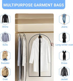 Garment Bags for Hanging Clothes 24'' x 55'' (Set of 12) Coat Covers for Closet Foldable Washable Dress Bags for Hanging Clothes for Long Dress Dance Costumes Suits Gowns Coats