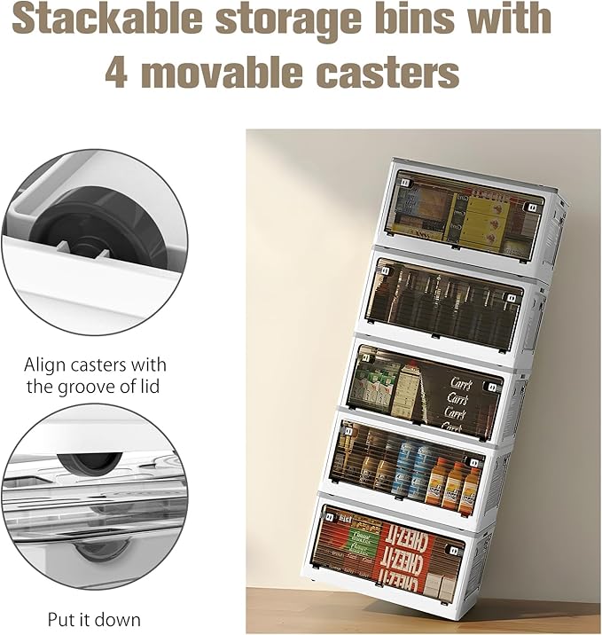 3 Pack Foldable Storage Bins, 8Gal Collapsible Storage Bins with 5 Opening Ways, Folding Storage Boxes, Foldable Storage Cubes for Clothing, Books, White