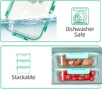 C CREST [10-Pack] Glass Food Storage Containers with Lids, Airtight, BPA Free, Meal Prep Containers for Kitchen, Home Use