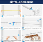 No Drilling Closet Rod, 27.5-74 Inches Hanging Closet Rod for Clothes, Closet Bar & Pole Heavy-duty, Closet Rods for Hanging Clothes For Closet Wardrobes Bathroom Laundry RV Curtains,White