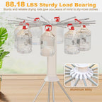 Four-Legged Clothes Drying Rack, Portable and Foldable Space Saving Laundry Drying Rack, Outdoor Folding Dry Rack with 4 Pulleys & 16 Poles, Collapsible Aluminum Indoor Dry Rack for Balcony, Poolside