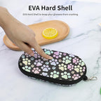 Double Eyeglasses Case, Hard Shell Dual Sunglasses Organizer with Zipper Clip Travel Glasses Storage for Women Men
