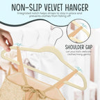 TechZoo 25 Premium Kids Velvet Hangers - 14" Non-Slip Clothes Hangers for Kids & Preteens - Ultra Slim, Space-Saving, Strong & Durable Hangers with 360° Swivel Hook - Beige