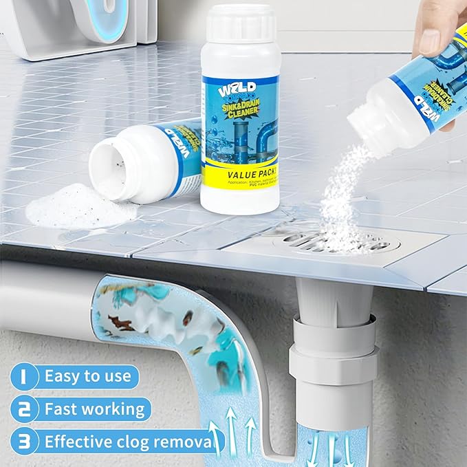 Wild Tornado Sink and Drain Cleaner,The Pipe Dredge Quick Unclog For Kitchen Toilet Sink Drain Quick Cleaning Tool.（3pcs）