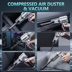Portable Cordless Foldable 20000PA High Power Mini Vacuum Cleaner, 4-in-1 Compressed Duster & Air Blower & Pump, Hand Held Vacuum, Brushless Motor, for Car, Home, Office, Pet, Camping