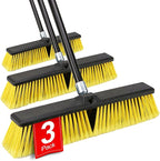 18 Inches Push Broom Outdoor- Heavy Duty Broom with 63" Long Handle for Deck Driveway Garage Yard Patio Concrete Floor Cleaning