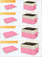 BALEINE 4 Pack Fabric Storage Bins for Shelves, Linen Storage Baskets for Organizing, Decorative Closet Bins for Clothes, Home (Pink, 15''x11''x9.5'')