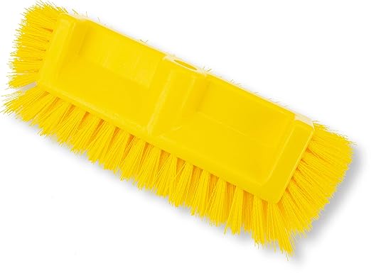 SPARTA Multi-Level Tile Scrub Brush 12" Wide Brush Head, Heavy-Duty Tile Cleaning Brush with End Bristles for Commercial Tiles, Tubs and Floor, Plastic, 12 Inches, Yellow