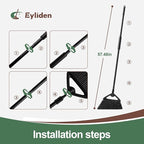 Eyliden Broom, Angle Broom with 57" Long Handle, PET Bristles - Fit Heavy-Duty Cleaning, Also Works Well Fine Dust - Commercial Outdoor Indoor Sweeper for Courtyard Sidewalk Deck Kitchen Lobby, Black